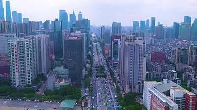 航拍广州高楼林立城市道路交通车流4k航拍视频的预览图